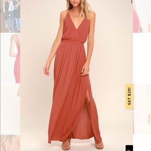 Lost In Paradise Rusty Rose Maxi Dress